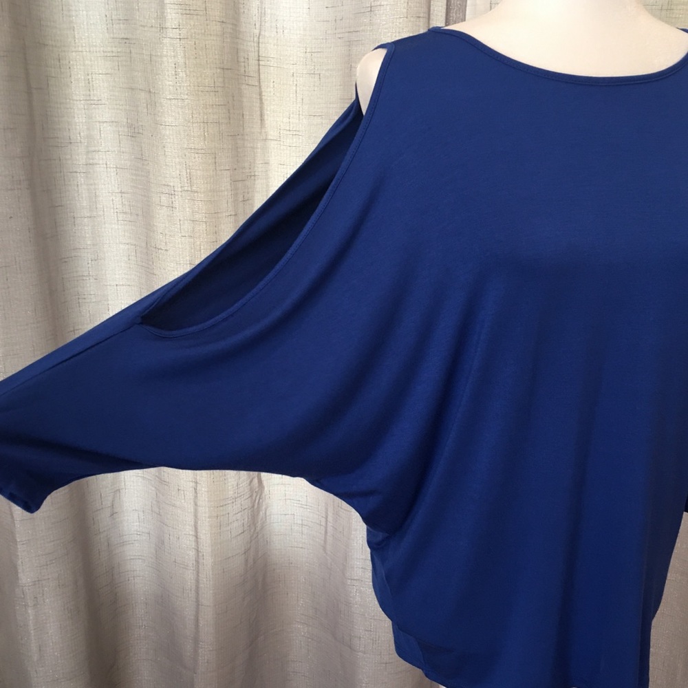 Emerald Solid Jersey Cold Shoulder Tunic Top~New! - image 4